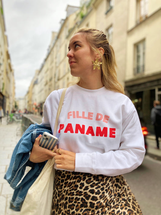 Sweat Les Intemporels de Paname - Blanc & Rose-Rouge