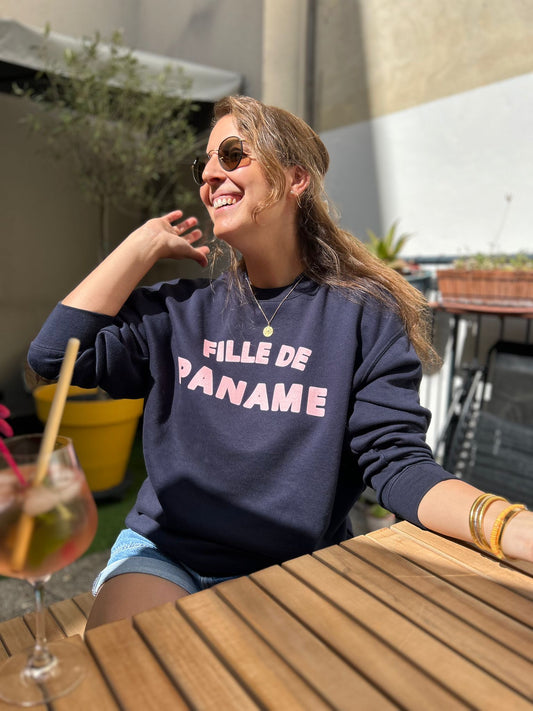 Sweat Fille de Paname bleu pour femmes, mode parisienne chic et décontractée