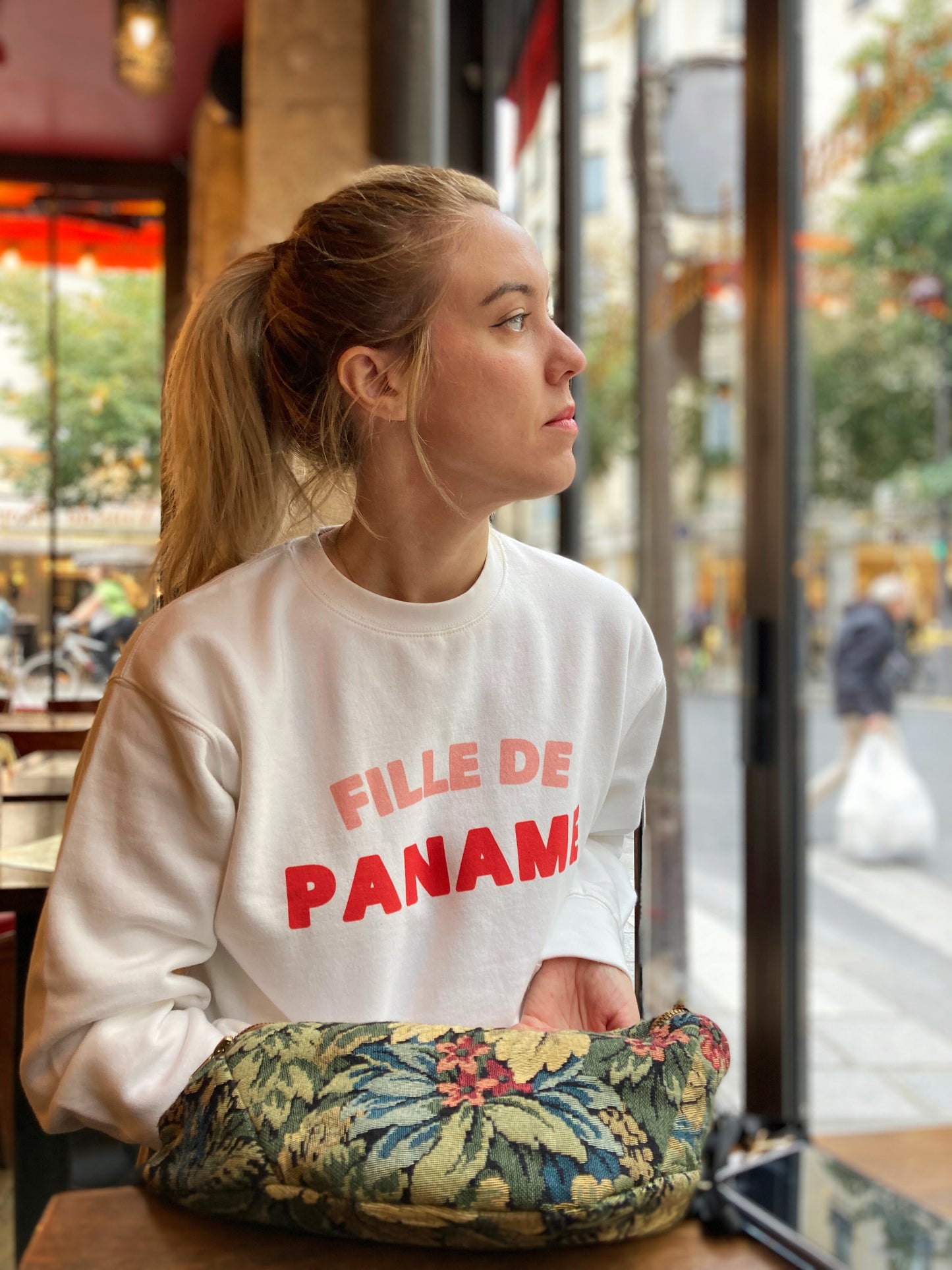 Sweat Les Intemporels de Paname - Blanc & Rose-Rouge